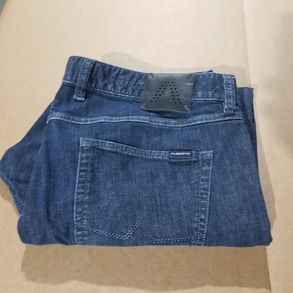 Alberto Jeans Modern Fit Luxury T400 Men's 40x26 Medium Wash (hemmed) DARK BLUE - Picture 11 of 11